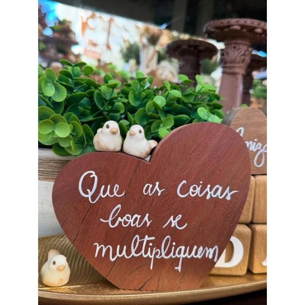 Coração Madeira Passarinho
