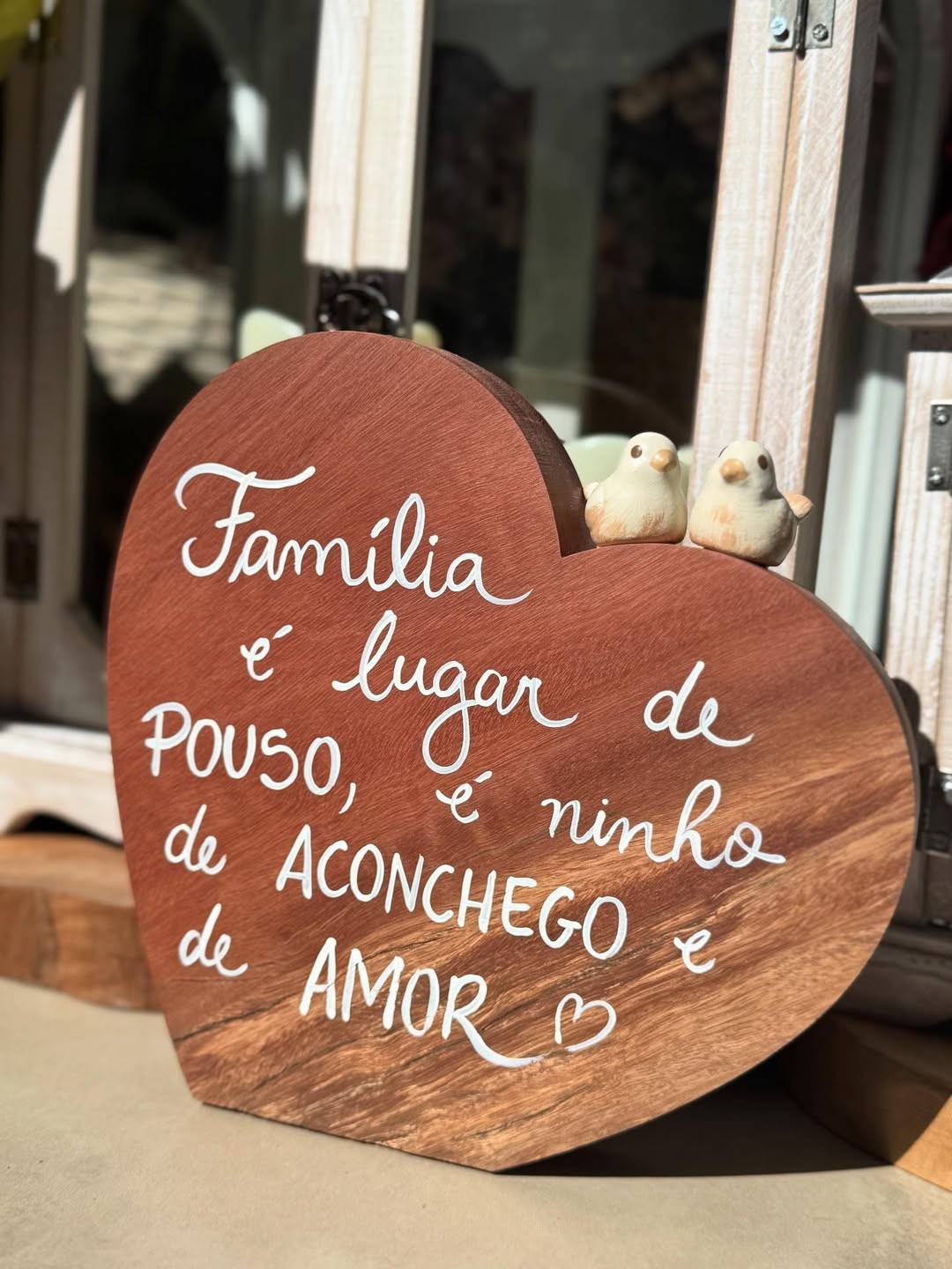 Coração Madeira Passarinho