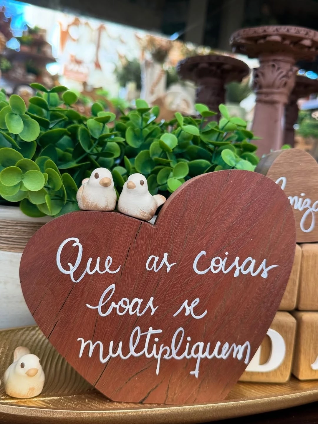 Coração Madeira Passarinho